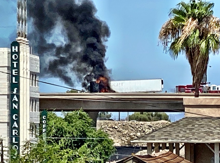 semi truck fire