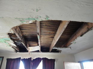 Ceiling - heavily damaged